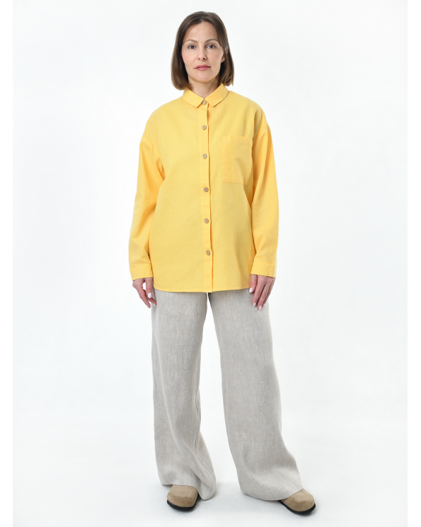Блузка женская из льна #046, цвет желтый
