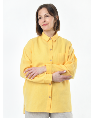Блузка женская из льна #046, цвет желтый