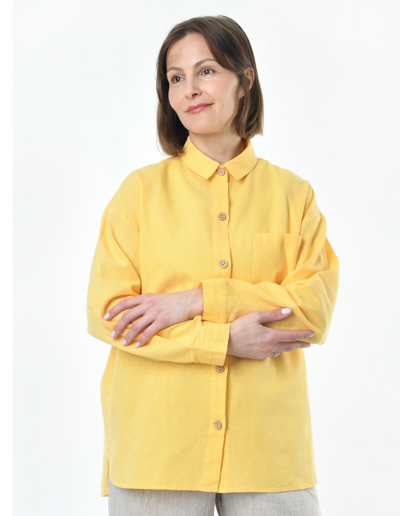Блузка женская из льна #046, цвет желтый