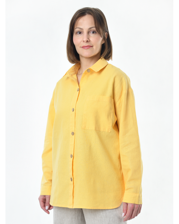 Блузка женская из льна #046, цвет желтый