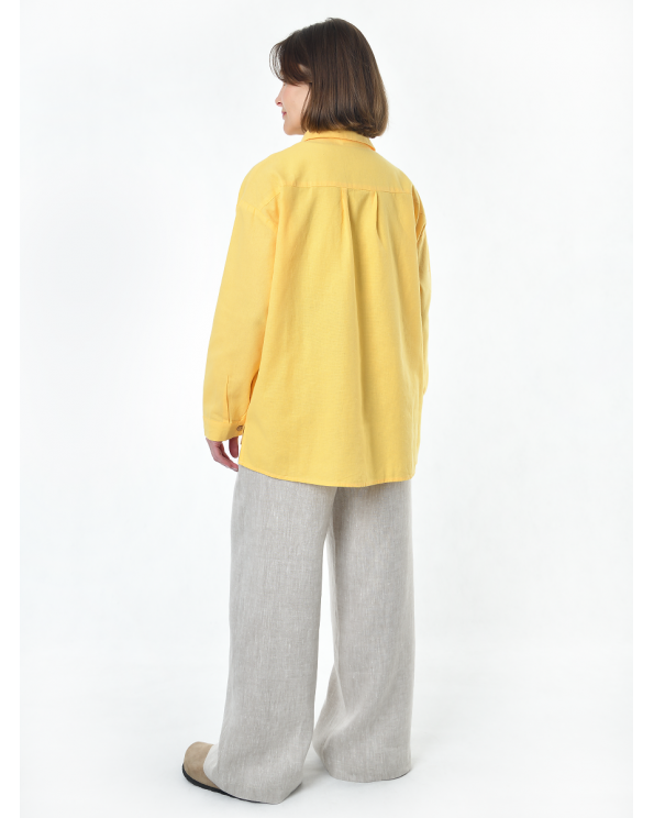 Блузка женская из льна #046, цвет желтый