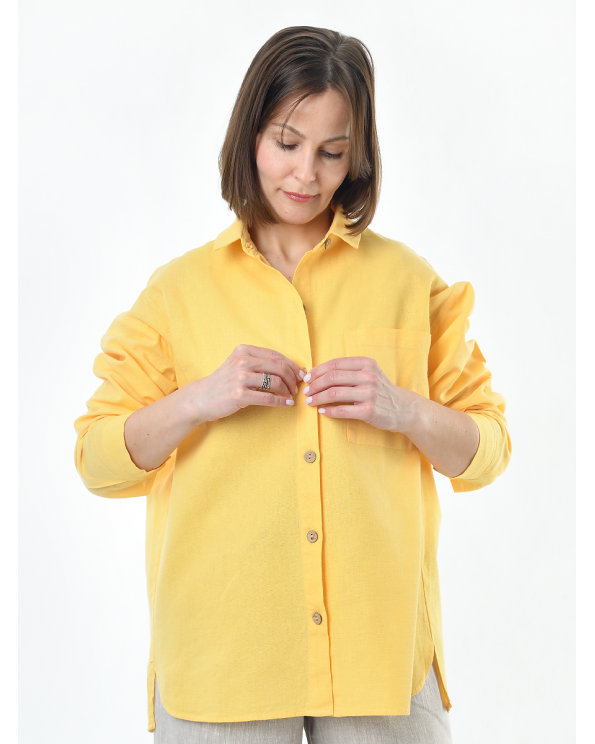 Блузка женская из льна #046, цвет желтый