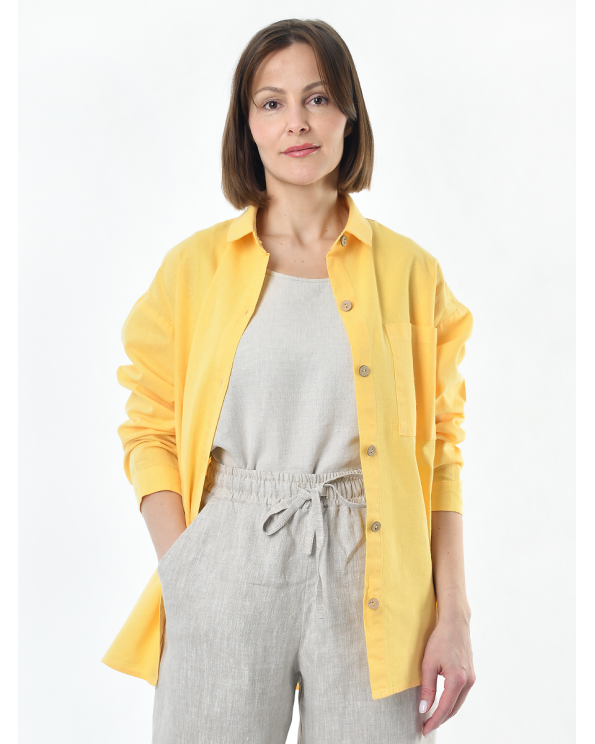 Блузка женская из льна #046, цвет желтый