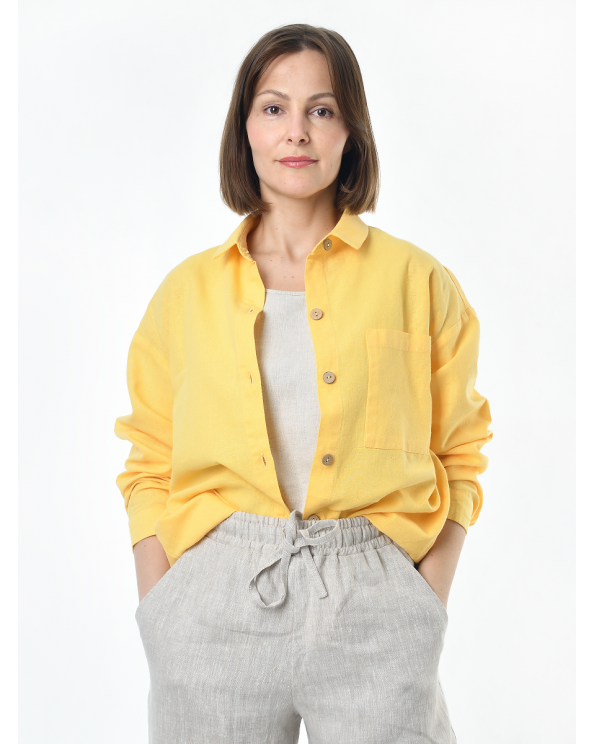Блузка женская из льна #046, цвет желтый
