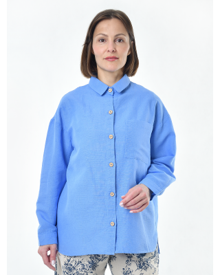 Блузка женская из льна #046, цвет голубой