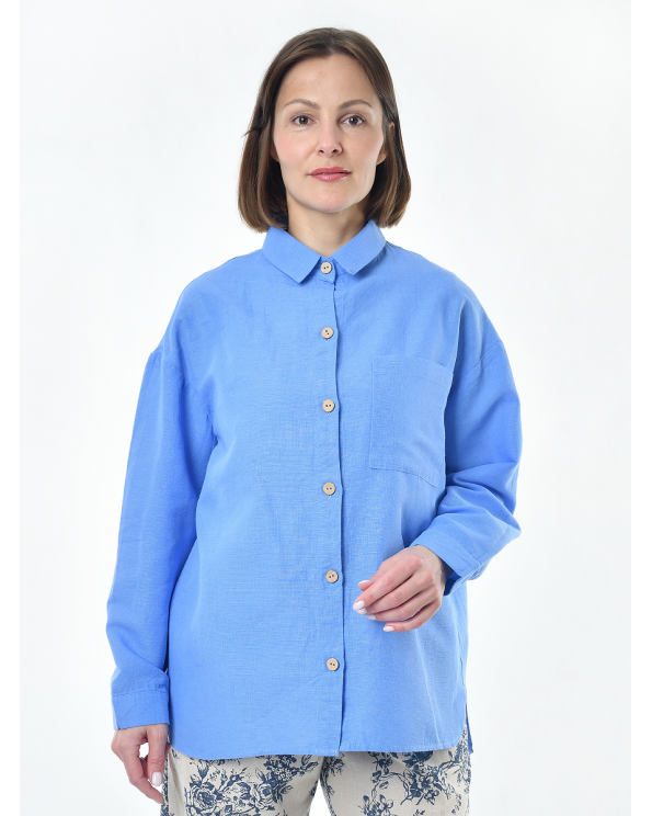 Блузка женская из льна #046, цвет голубой