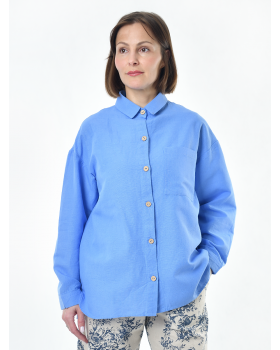 Блузка женская из льна #046, цвет голубой