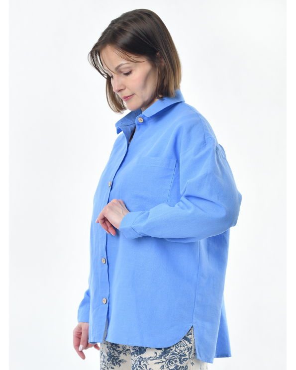 Блузка женская из льна #046, цвет голубой