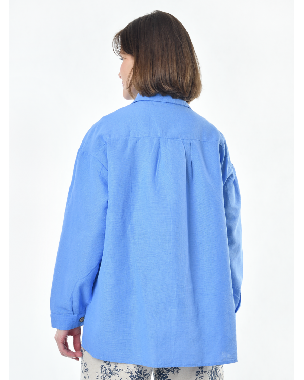 Блузка женская из льна #046, цвет голубой