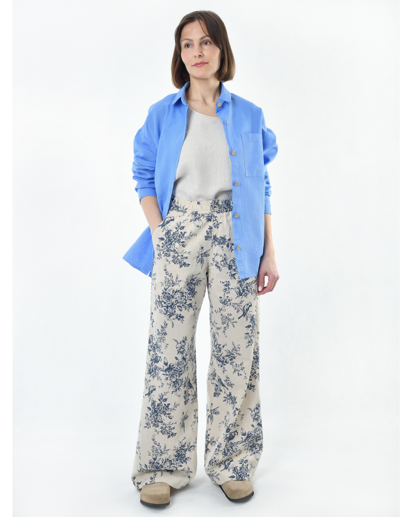 Блузка женская из льна #046, цвет голубой