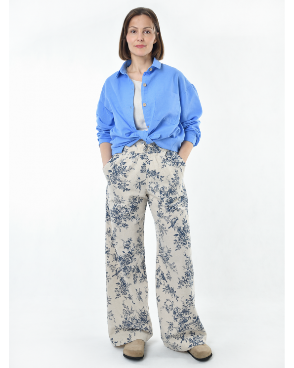 Блузка женская из льна #046, цвет голубой