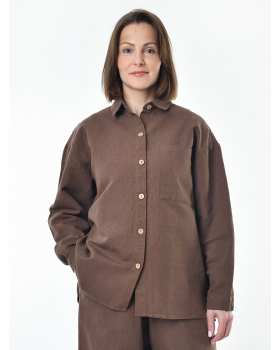 Блузка женская из льна #046, цвет коричневый
