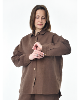 Блузка женская из льна #046, цвет коричневый