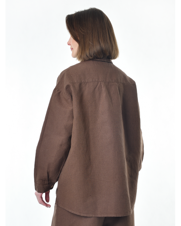 Блузка женская из льна #046, цвет коричневый Блузка женская из льна #046, цвет коричневый
