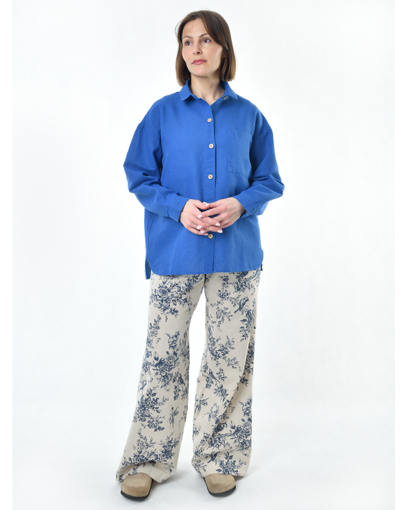 Блузка женская из льна #046, цвет светло-синий