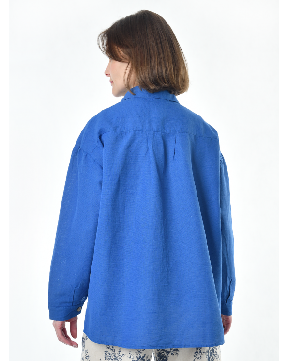 Блузка женская из льна #046, цвет светло-синий