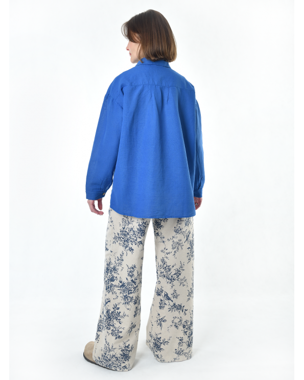 Блузка женская из льна #046, цвет светло-синий