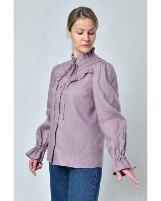 Блузка женская из льна #055, цвет сиреневый