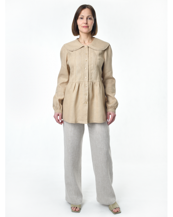 Блузка женская из льна #060, цвет бежевый