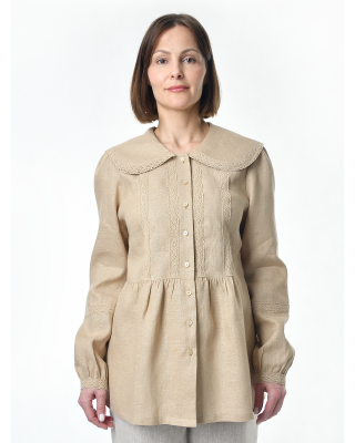 Блузка женская из льна #060, цвет бежевый