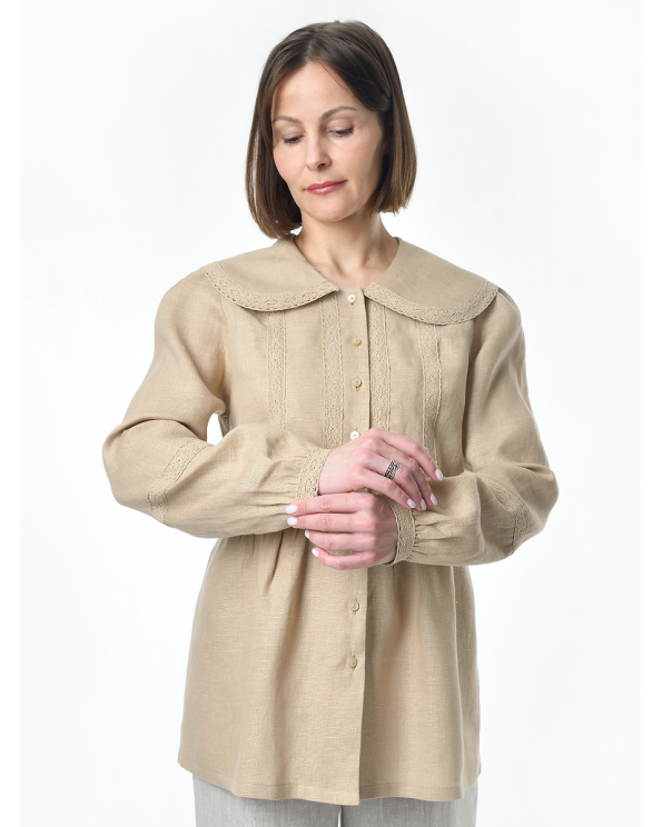 Блузка женская из льна #060, цвет бежевый