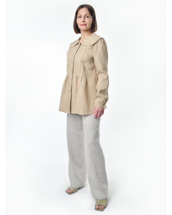 Блузка женская из льна #060, цвет бежевый