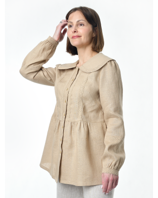 Блузка женская из льна #060, цвет бежевый