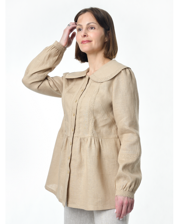 Блузка женская из льна #060, цвет бежевый