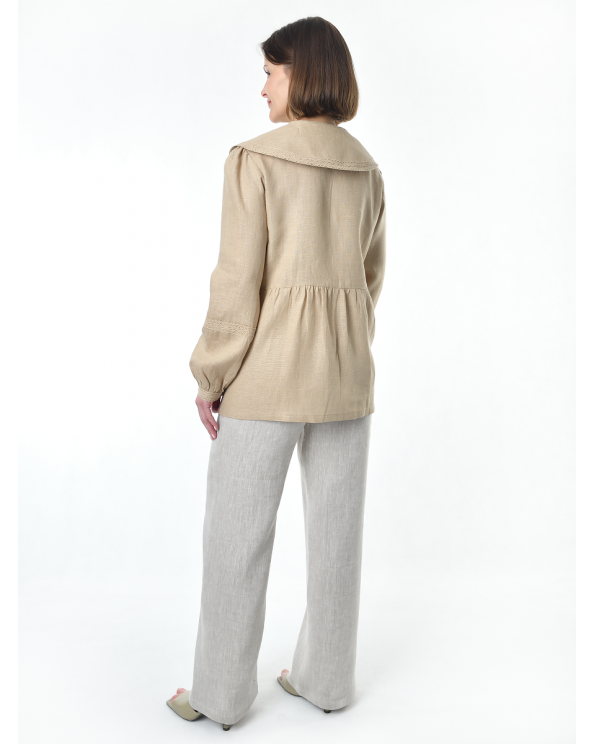 Блузка женская из льна #060, цвет бежевый