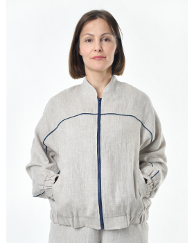 Жакет из льна женский #026, светло-серый