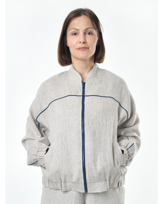 Жакет из льна женский #026, светло-серый