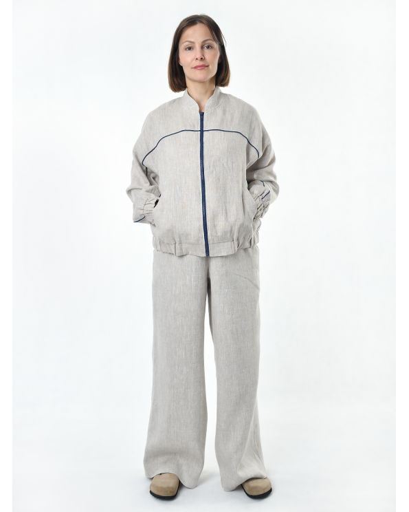 Жакет из льна женский #026, светло-серый