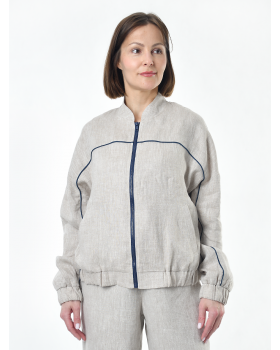 Жакет из льна женский #026, светло-серый