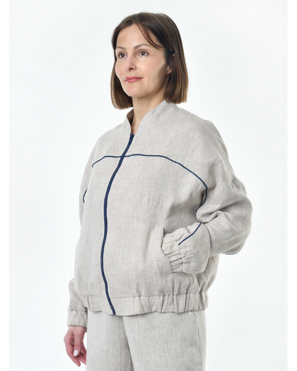 Жакет из льна женский #026, светло-серый