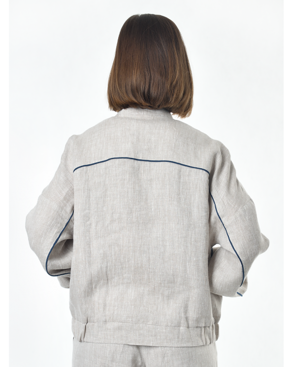 Жакет из льна женский #026, светло-серый