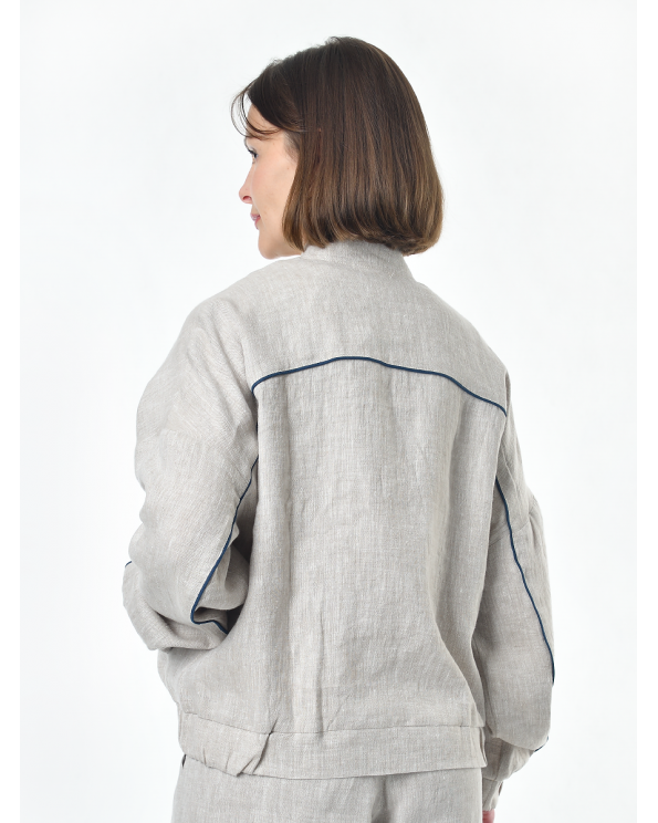 Жакет из льна женский #026, светло-серый