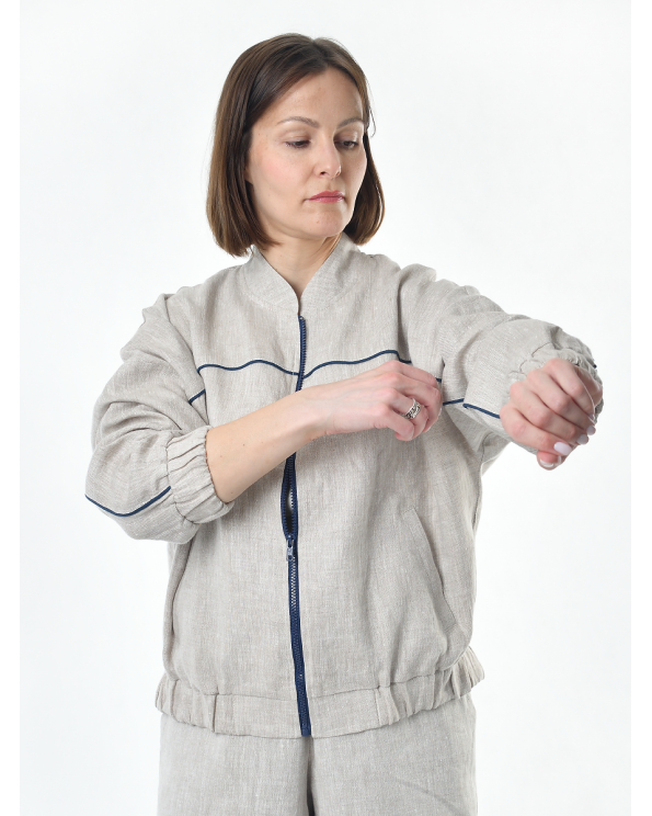 Жакет из льна женский #026, светло-серый