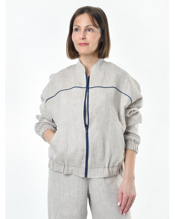 Жакет из льна женский #026, светло-серый
