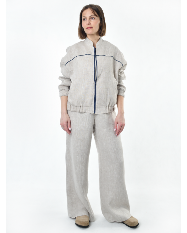 Жакет из льна женский #026, светло-серый
