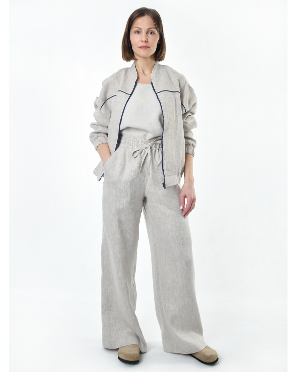 Жакет из льна женский #026, светло-серый