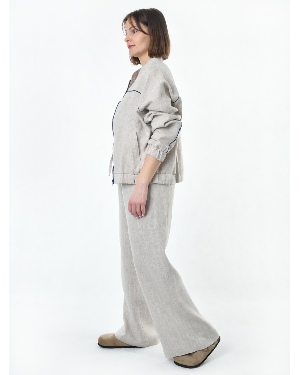 Жакет из льна женский #026, светло-серый