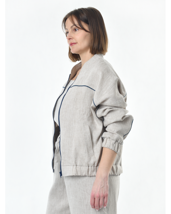 Жакет из льна женский #026, светло-серый