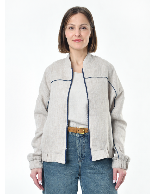 Жакет из льна женский #026, светло-серый