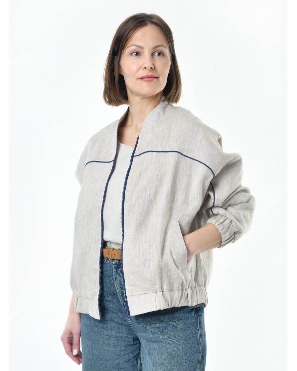 Жакет из льна женский #026, светло-серый