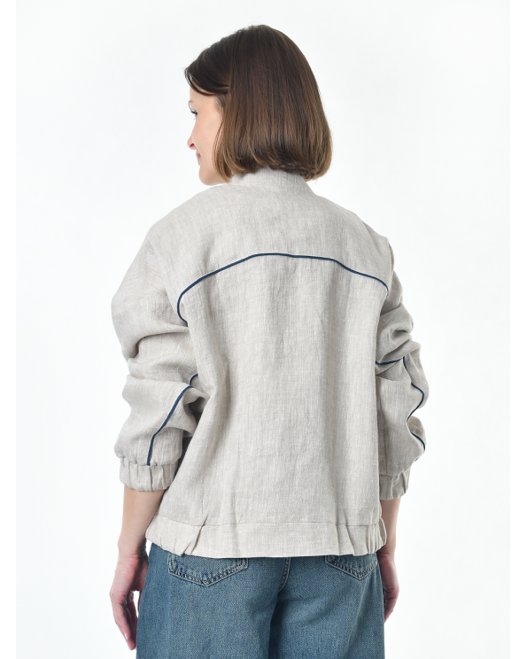 Жакет из льна женский #026, светло-серый