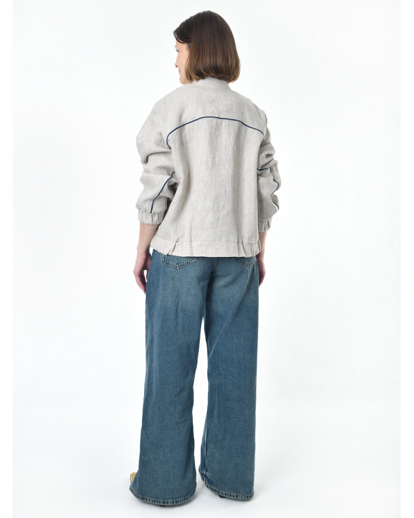 Жакет из льна женский #026, светло-серый