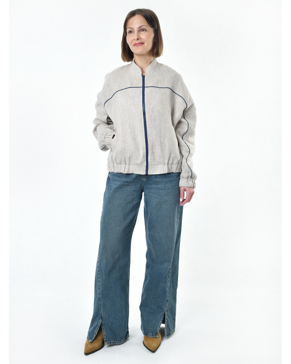 Жакет из льна женский #026, светло-серый