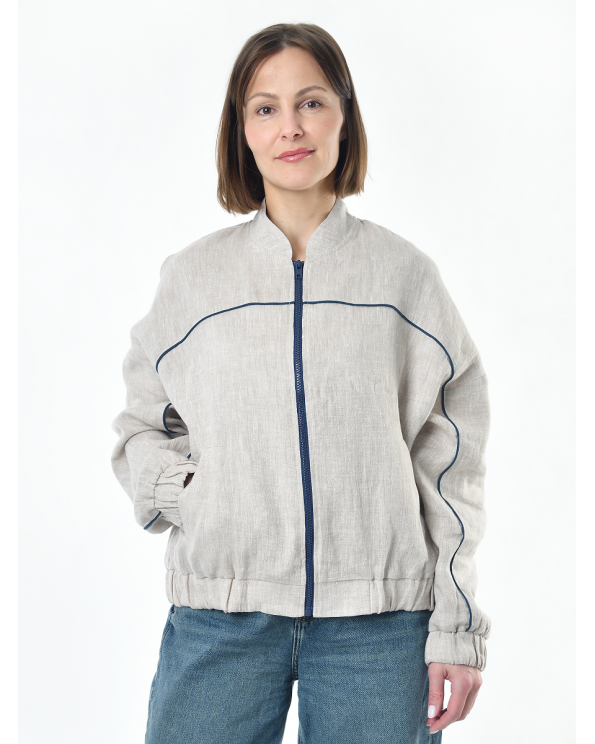 Жакет из льна женский #026, светло-серый