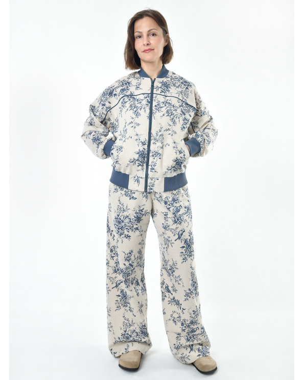 Жакет из льна женский #026, ткань "Райский сад"