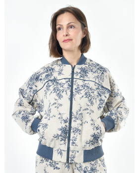 Жакет из льна женский #026, ткань "Райский сад"